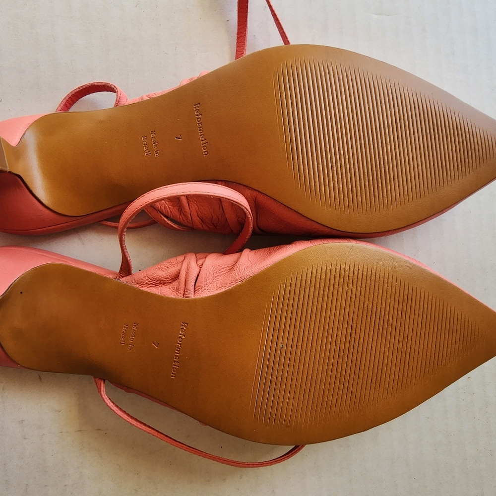 Reformation | Sabrina Pink Pointed Toe‎ Strappy Heels - Picture 6 of 6